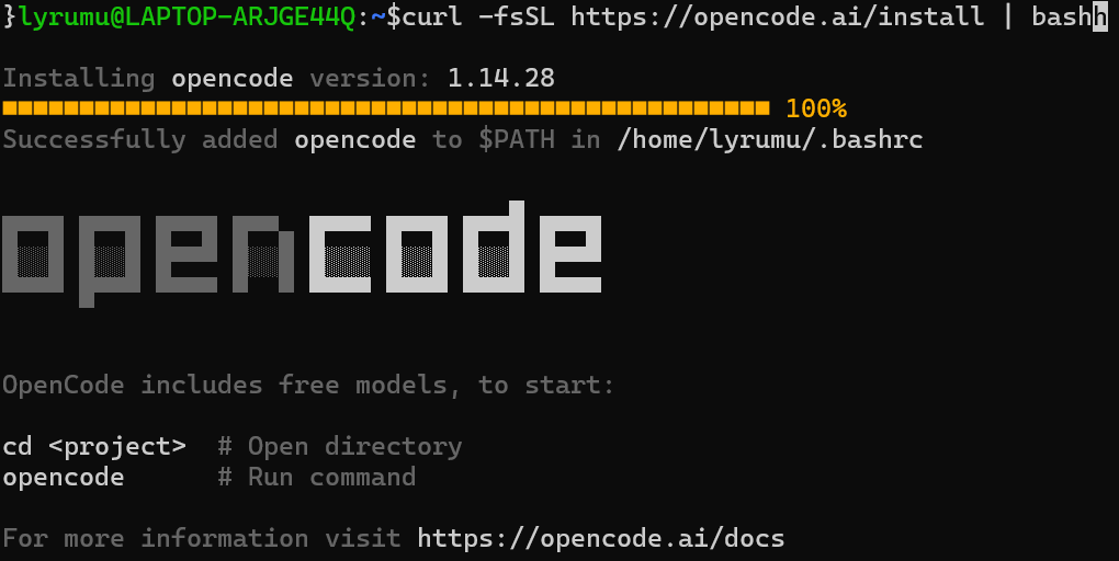 WSL内安装opencode.png
